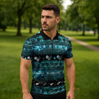 New Zealand Darts Christmas Zipper Polo Shirt Merry Xmas Aotearoa Maori Paua Shell - Polynesian Pride