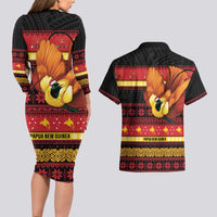Papua New Guinea Christmas Couples Matching Long Sleeve Bodycon Dress and Hawaiian Shirt Bikpela hamamas blong dispela Krismas LT14 - Polynesian Pride