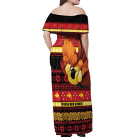 Papua New Guinea Christmas Off Shoulder Maxi Dress Bikpela hamamas blong dispela Krismas - Polynesian Pride