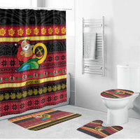 Vanuatu Christmas Bathroom Set Joyeux Noel Surfing Santa With Boar Tusk - Polynesian Pride