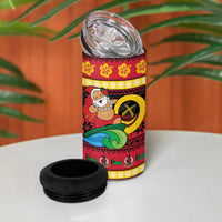 Vanuatu Christmas 4 in 1 Can Cooler Tumbler Joyeux Noel Surfing Santa With Boar Tusk - Polynesian Pride