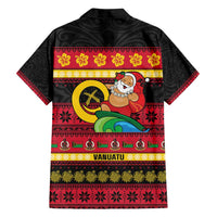 Vanuatu Christmas Family Matching Off Shoulder Short Dress and Hawaiian Shirt Joyeux Noel Surfing Santa With Boar Tusk LT14 - Polynesian Pride