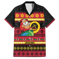 Vanuatu Christmas Family Matching Short Sleeve Bodycon Dress and Hawaiian Shirt Joyeux Noel Surfing Santa With Boar Tusk - Polynesian Pride