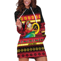 Vanuatu Christmas Hoodie Dress Joyeux Noel Surfing Santa With Boar Tusk - Polynesian Pride