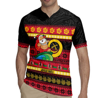 Vanuatu Christmas Rugby Jersey Joyeux Noel Surfing Santa With Boar Tusk - Polynesian Pride