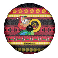 Vanuatu Christmas Spare Tire Cover Joyeux Noel Surfing Santa With Boar Tusk - Polynesian Pride