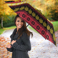 Vanuatu Christmas Umbrella Joyeux Noel Surfing Santa With Boar Tusk - Polynesian Pride