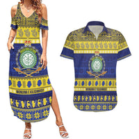 Niue Christmas Couples Matching Summer Maxi Dress and Hawaiian Shirt Monuina e Kilisimasi Hiapo Motifs - Polynesian Pride