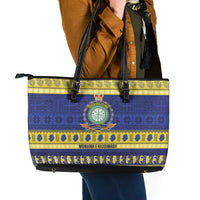 Niue Christmas Leather Tote Bag Monuina e Kilisimasi Hiapo Motifs - Polynesian Pride