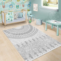 Niue White Sunday Area Rug Tapu Fanau Ia Puakenikeni Hiapo Pattern - Polynesian Pride