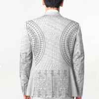 Niue White Sunday Blazer Tapu Fanau Ia Puakenikeni Hiapo Pattern - Polynesian Pride