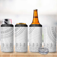 Niue White Sunday 4 in 1 Can Cooler Tumbler Tapu Fanau Ia Puakenikeni Hiapo Pattern - Polynesian Pride