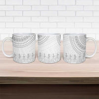 Niue White Sunday Ceramic Mug Tapu Fanau Ia Puakenikeni Hiapo Pattern - Polynesian Pride