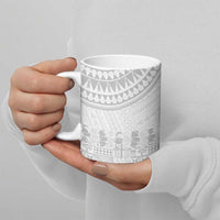 Niue White Sunday Ceramic Mug Tapu Fanau Ia Puakenikeni Hiapo Pattern - Polynesian Pride