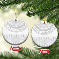 Niue White Sunday Ceramic Ornament Tapu Fanau Ia Puakenikeni Hiapo Pattern - Polynesian Pride