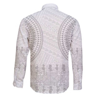 Niue White Sunday Family Matching Off The Shoulder Long Sleeve Dress and Hawaiian Shirt Tapu Fanau Ia Puakenikeni Hiapo Pattern - Polynesian Pride