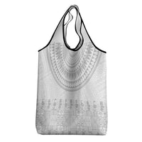 Niue White Sunday Grocery Bag Tapu Fanau Ia Puakenikeni Hiapo Pattern - Polynesian Pride
