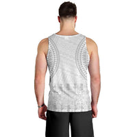 Niue White Sunday Men Tank Top Tapu Fanau Ia Puakenikeni Hiapo Pattern - Polynesian Pride