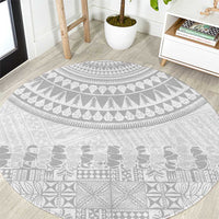 Niue White Sunday Round Carpet Tapu Fanau Ia Puakenikeni Hiapo Pattern - Polynesian Pride