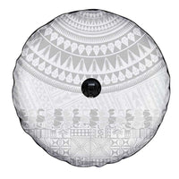 Niue White Sunday Spare Tire Cover Tapu Fanau Ia Puakenikeni Hiapo Pattern - Polynesian Pride