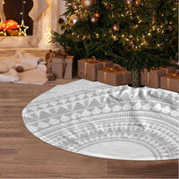 Niue White Sunday Tree Skirt Tapu Fanau Ia Puakenikeni Hiapo Pattern - Polynesian Pride