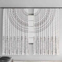 Niue White Sunday Window Curtain Tapu Fanau Ia Puakenikeni Hiapo Pattern - Polynesian Pride