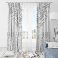 Niue White Sunday Window Curtain Tapu Fanau Ia Puakenikeni Hiapo Pattern - Polynesian Pride