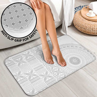 Niue White Sunday Bathroom Set Half Hiapo Pattern Vibes - Polynesian Pride