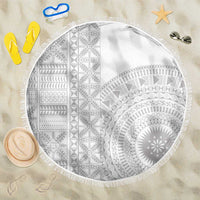 Niue White Sunday Beach Blanket Half Hiapo Pattern Vibes - Polynesian Pride