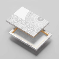 Niue White Sunday Canvas Wall Art Half Hiapo Pattern Vibes - Polynesian Pride