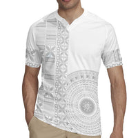 Niue White Sunday Rugby Jersey Half Hiapo Pattern Vibes - Polynesian Pride