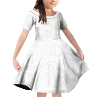 Tapu Fanau Ia Niue Family Matching Off Shoulder Short Dress and Hawaiian Shirt Happy White Sunday Unique Hiapo - Polynesian Pride