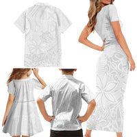 Tapu Fanau Ia Niue Family Matching Short Sleeve Bodycon Dress and Hawaiian Shirt Happy White Sunday Unique Hiapo - Polynesian Pride