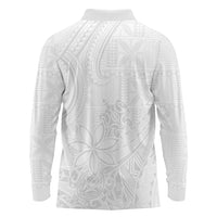 Tapu Fanau Ia Niue Long Sleeve Polo Shirt Happy White Sunday Unique Hiapo - Polynesian Pride