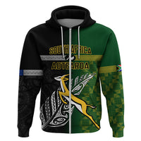Personalised New Zealand and South Africa Rugby Hoodie 2023 World Cup Final All Black Springboks Together LT14 - Polynesian Pride