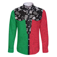 Vanuatu Cowboy Family Matching Off The Shoulder Long Sleeve Dress and Hawaiian Shirt Cowboy Symbols Split Stylized - Polynesian Pride