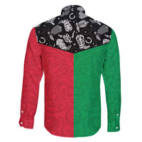 Vanuatu Cowboy Family Matching Off Shoulder Short Dress and Hawaiian Shirt Cowboy Symbols Split Stylized - Polynesian Pride