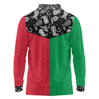 Vanuatu Cowboy Long Sleeve Polo Shirt Cowboy Symbols Split Stylized - Polynesian Pride