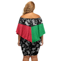 Vanuatu Cowboy Off Shoulder Short Dress Cowboy Symbols Split Stylized - Polynesian Pride
