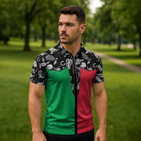 Vanuatu Cowboy Zipper Polo Shirt Cowboy Symbols Split Stylized - Polynesian Pride