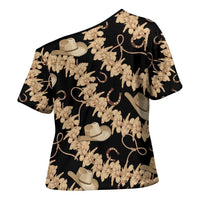 Vanuatu Cowboy Cross Shoulder Shirt Seamless Straw Hats Hibiscus - Polynesian Pride