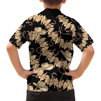 Vanuatu Cowboy Family Matching Short Sleeve Bodycon Dress and Hawaiian Shirt Seamless Straw Hats Hibiscus - Polynesian Pride