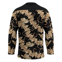 Vanuatu Cowboy Hockey Jersey Seamless Straw Hats Hibiscus - Polynesian Pride