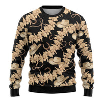 Vanuatu Cowboy Ugly Christmas Sweater Seamless Straw Hats Hibiscus - Polynesian Pride