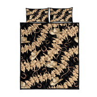 Vanuatu Cowboy Quilt Bed Set Seamless Straw Hats Hibiscus - Polynesian Pride