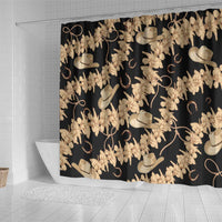 Vanuatu Cowboy Shower Curtain Seamless Straw Hats Hibiscus - Polynesian Pride
