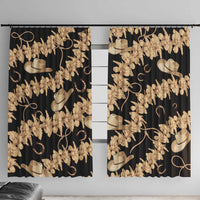 Vanuatu Cowboy Window Curtain Seamless Straw Hats Hibiscus - Polynesian Pride