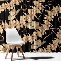Vanuatu Cowboy Window Curtain Seamless Straw Hats Hibiscus - Polynesian Pride