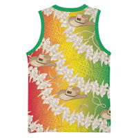 Vanuatu Cowboy Basketball Jersey Straw Hats Hibiscus With Sand Drawing - Polynesian Pride