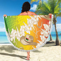 Vanuatu Cowboy Beach Blanket Straw Hats Hibiscus With Sand Drawing - Polynesian Pride